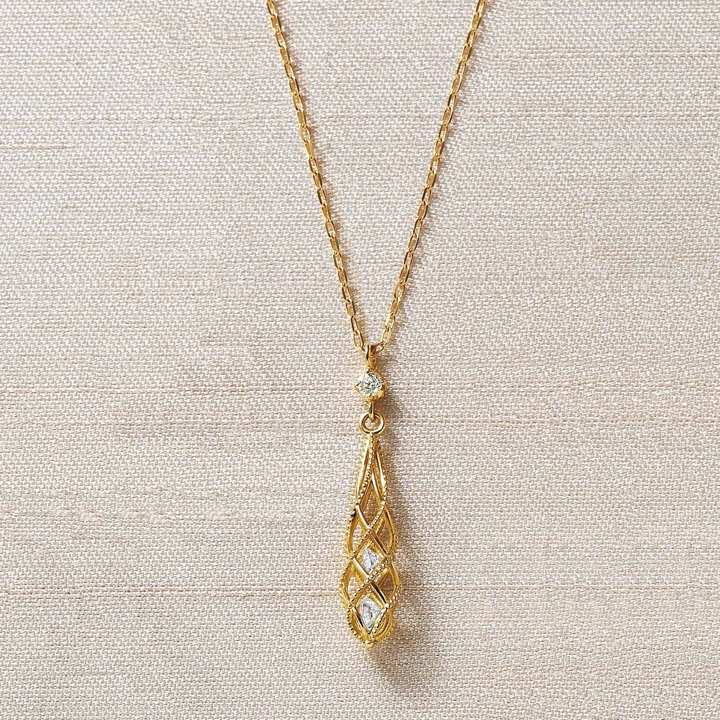 18K Yellow Gold Pannier Long Drop Necklace - Product Image