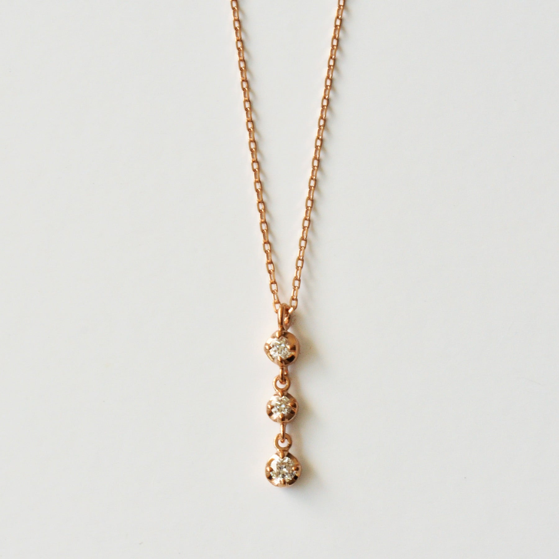 10K Rose Gold Diamond Trilogy Necklace - Product Image