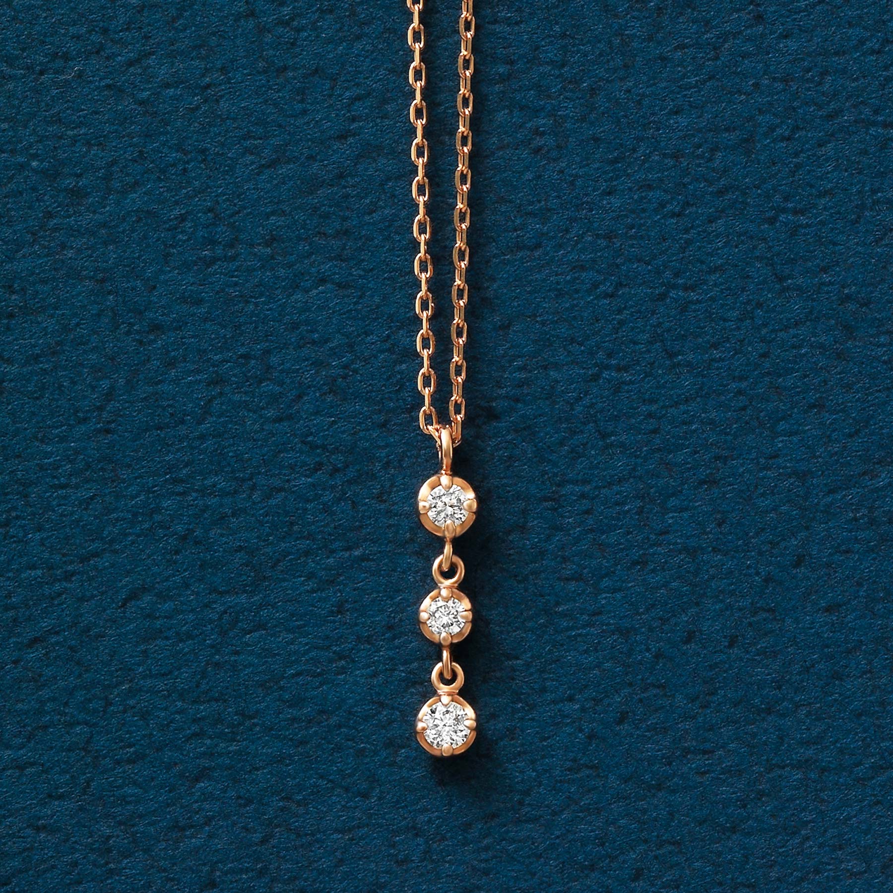 10K Rose Gold Diamond Trilogy Necklace - Product Image