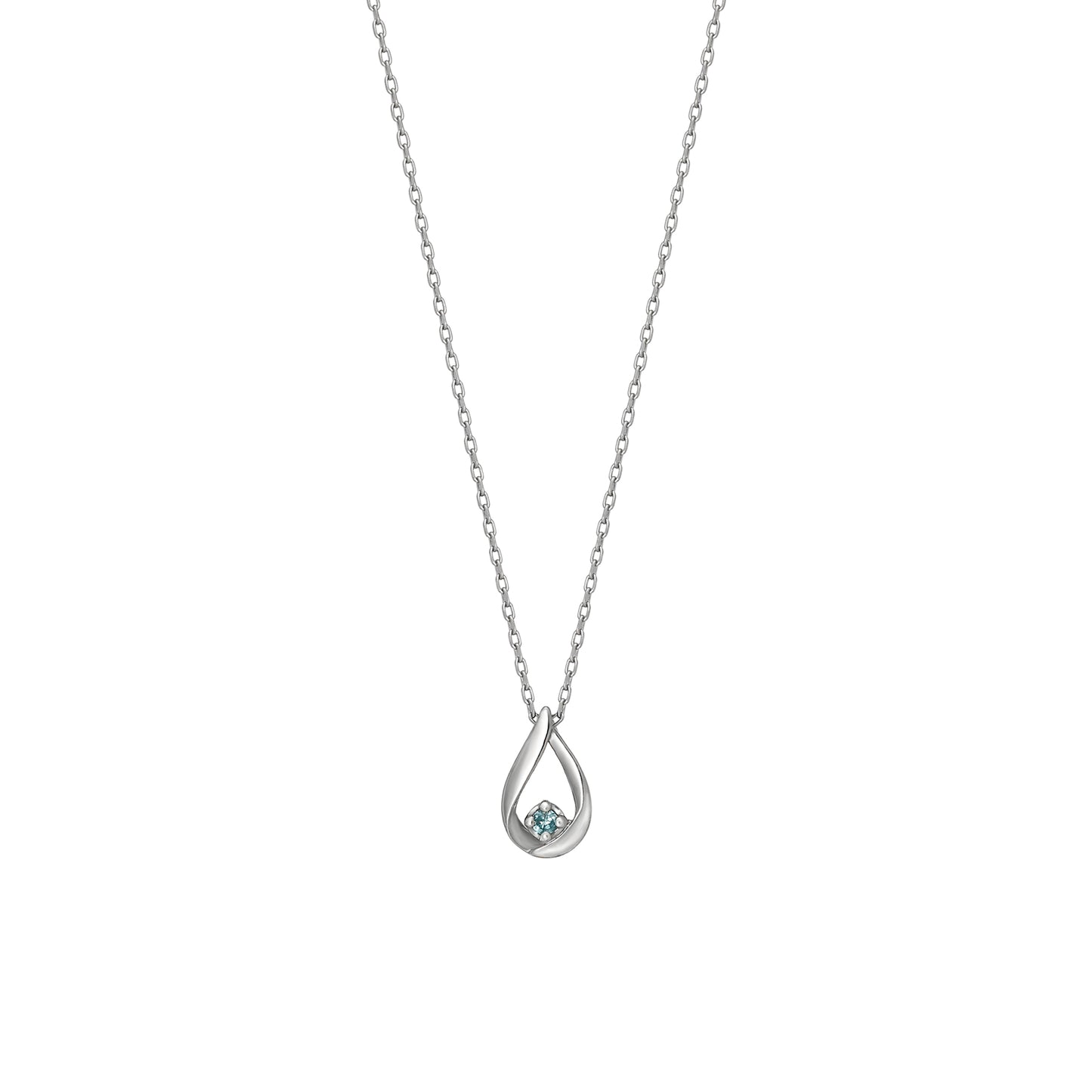 10K White Gold Diamond Dew Drop Necklace - Product Image
