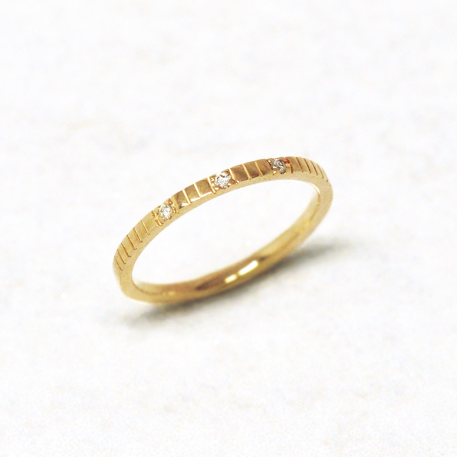 10K Yellow Gold Straight 3-Stone Diamond Pinky Ring - Product Image