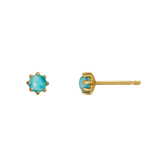 [Second Earrings] 18K Yellow Gold Larimar Earrings - Product Image