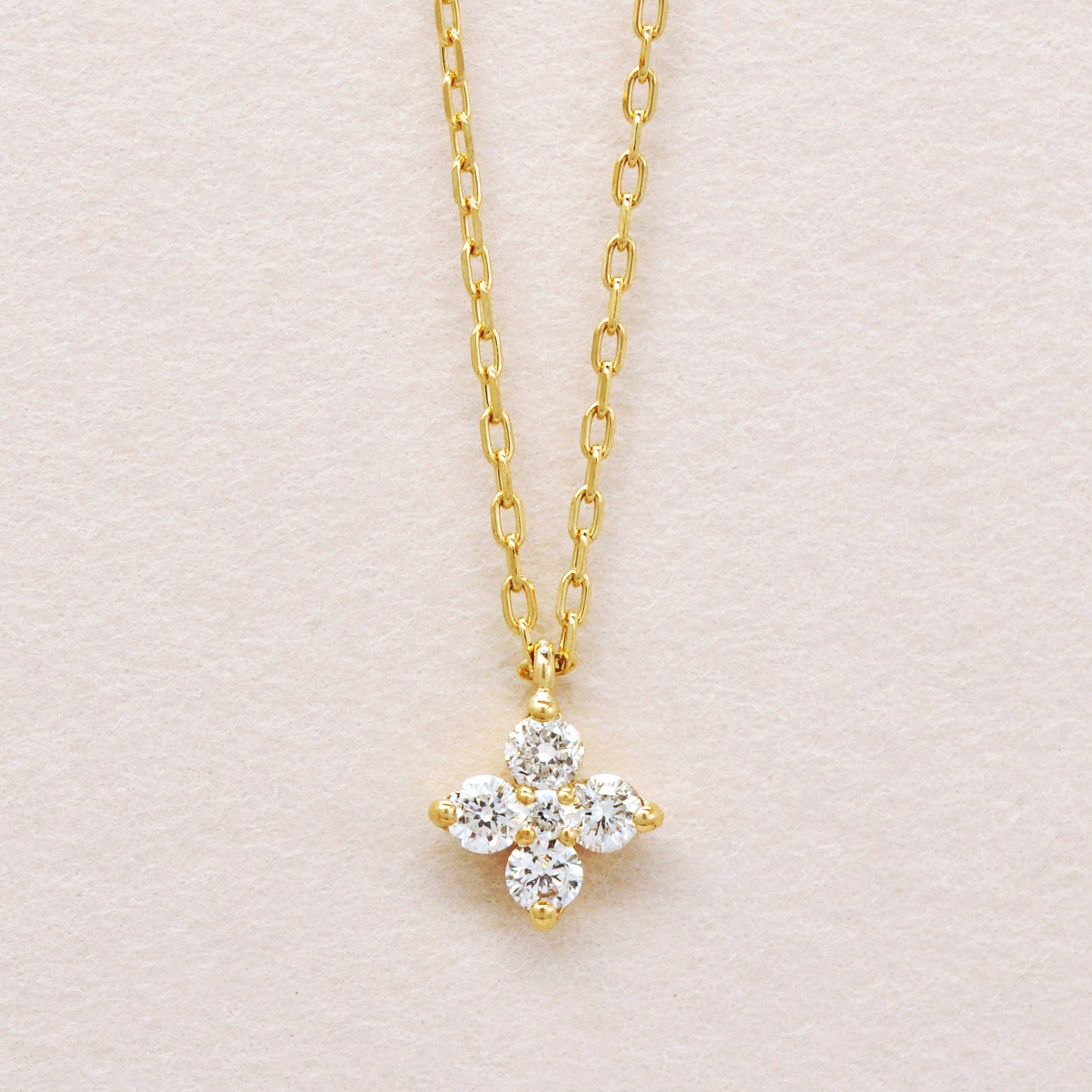 10K Yellow Gold Diamond Mini Flower Necklace - Product Image