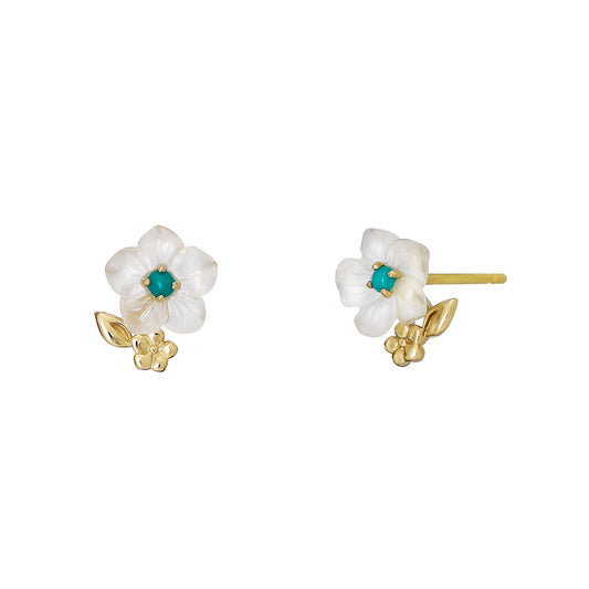[Birth Flower Jewelry] December Christmas Rose Earrings (Yellow Gold) - Product Image