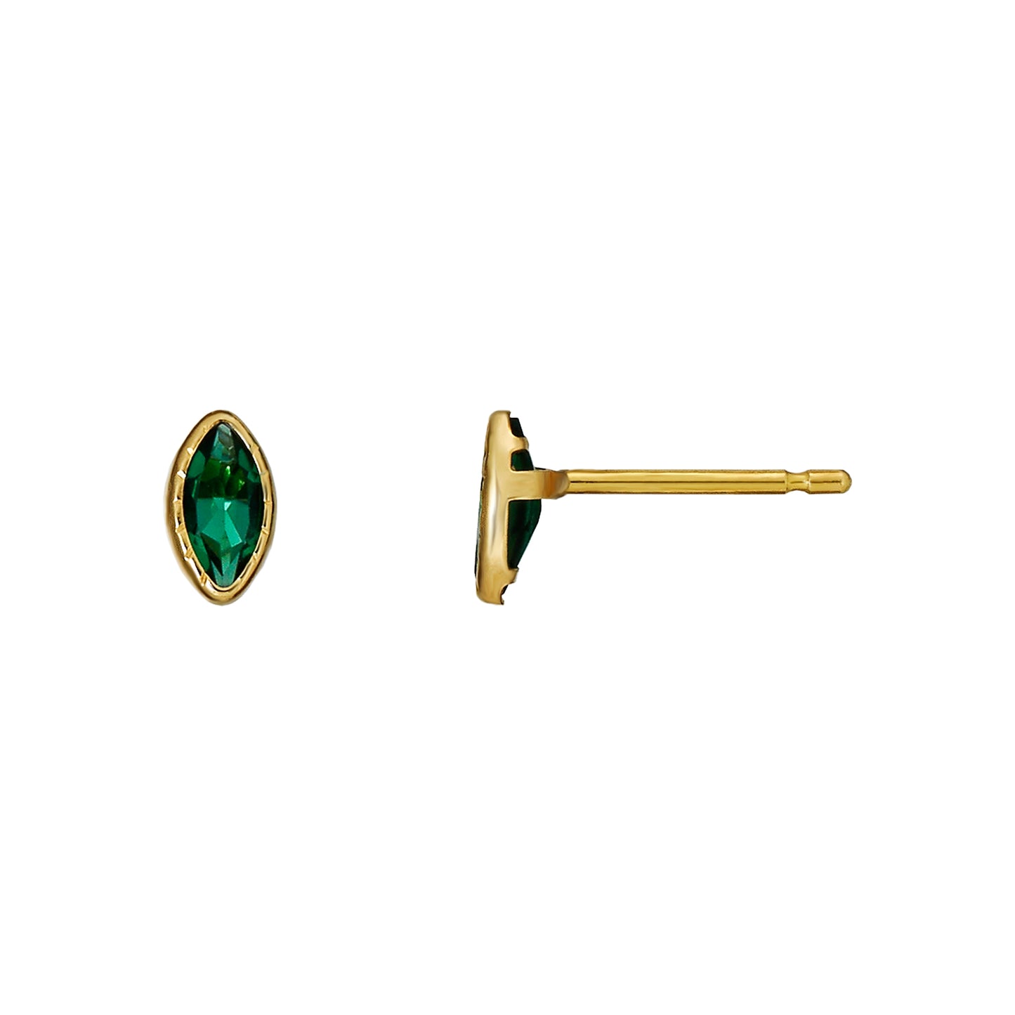 [Second Earrings] 18K Yellow Gold Green Quartz Marquise Cut Earrings - Product Image