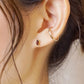 [Second Earrings] 18K Yellow Gold Garnet Marquise Cut Earrings - Model Image