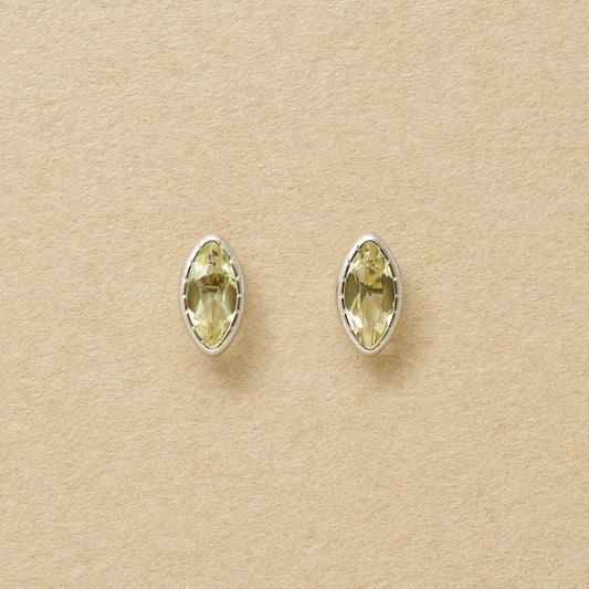 [Second Earrings] Platinum Lemon Quartz Marquise Earrings - Product Image