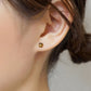 [Second Earrings] 18K Yellow Gold Tiger Eye Earrings - Model Image