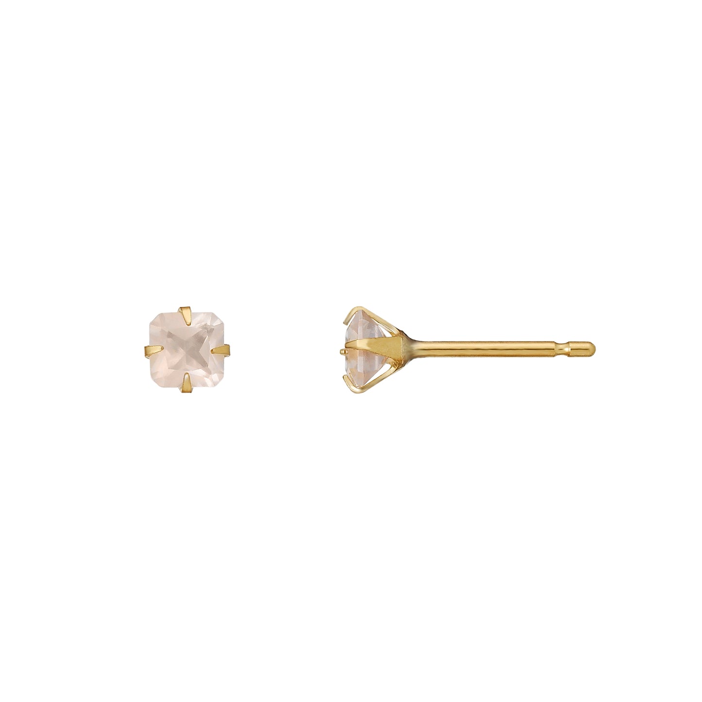 [Second Earrings] 18K Yellow Gold Rose Quartz Earrings - Product Image
