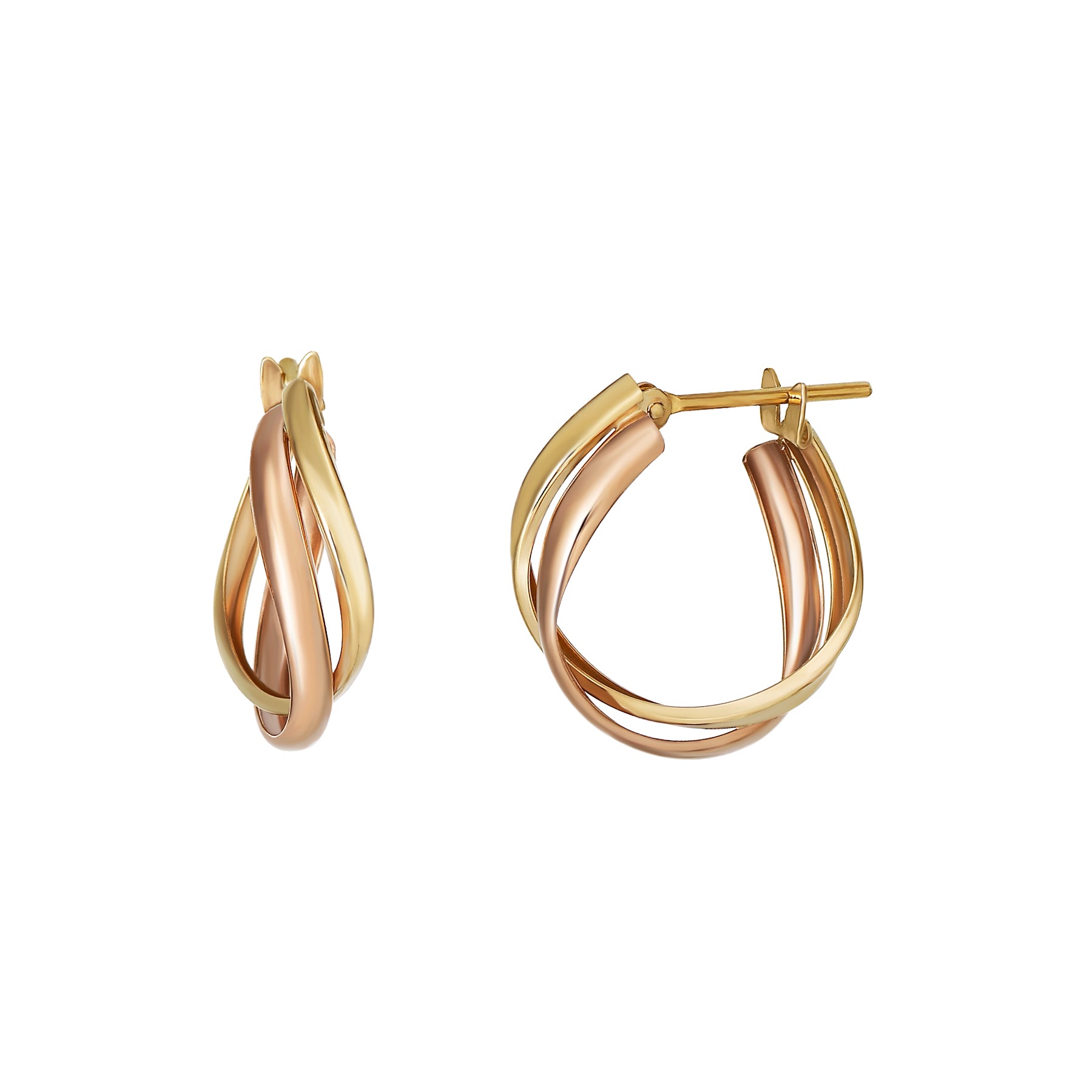 18K / 10K Gold Twisted Twin Hoop Earrings - Product Image