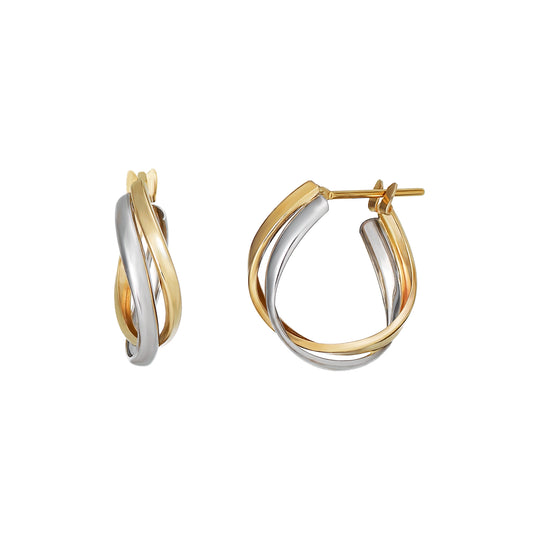 18K / 10K Gold Twisted Twin Hoop Earrings - Product Image