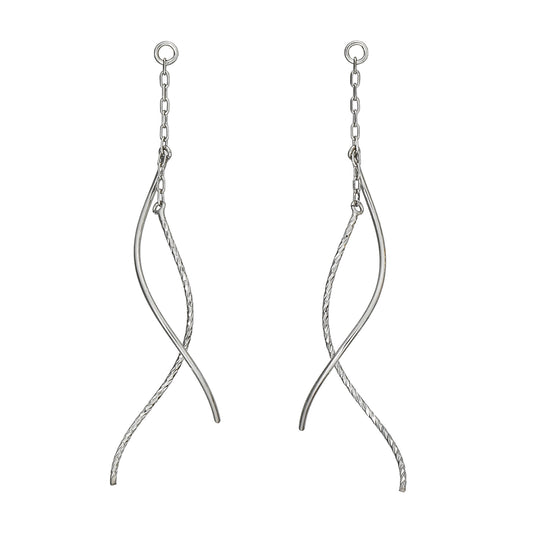 [Palette] 10K White Gold Glittering Twisted Charms - Product Image