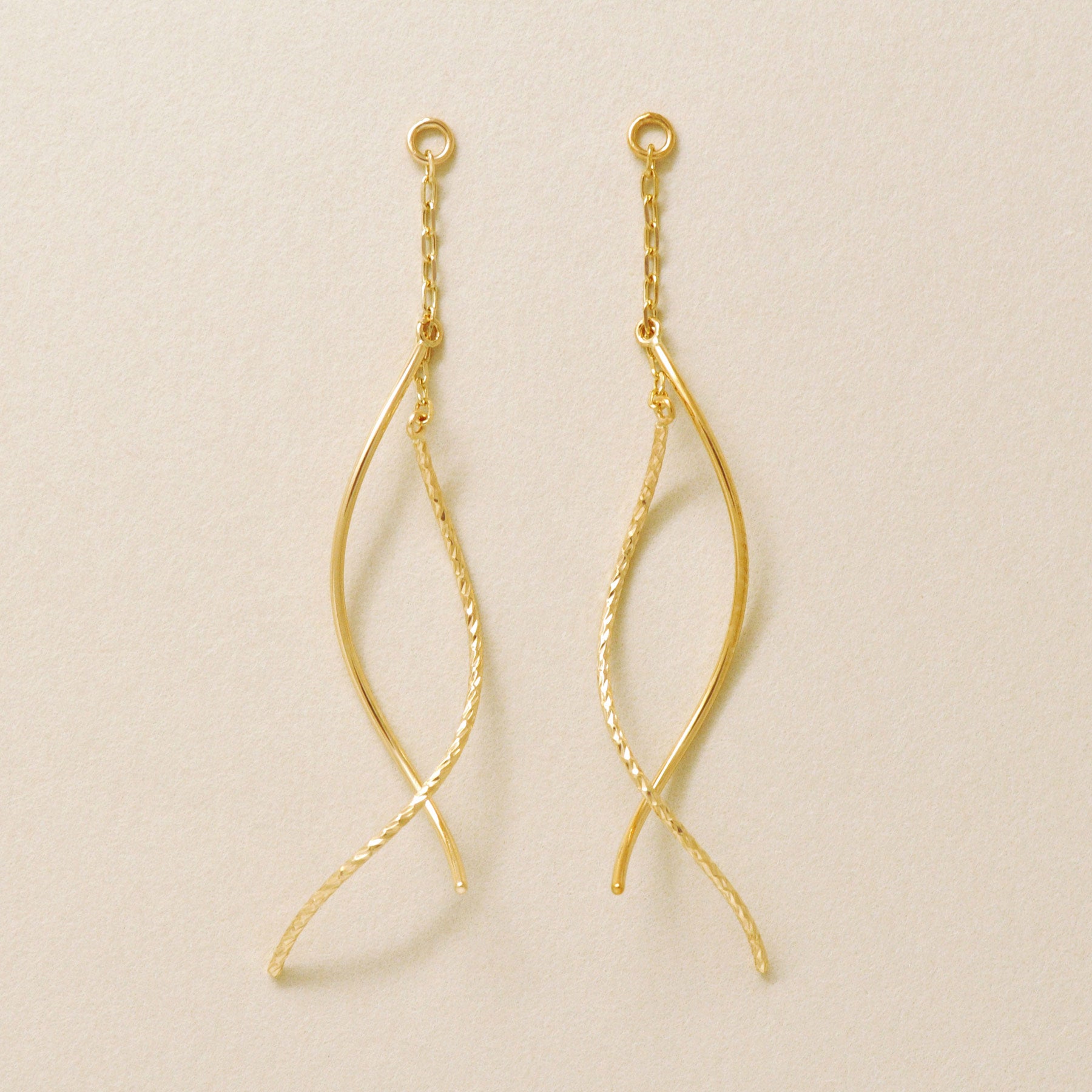 [Palette] 10K Yellow Gold Glittering Twisted Charms - Product Image