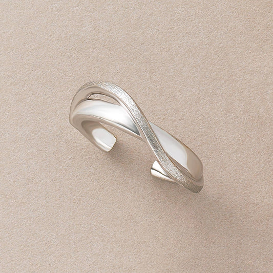 925 Sterling Silver Bi-Textured Ear Cuff - Product Image