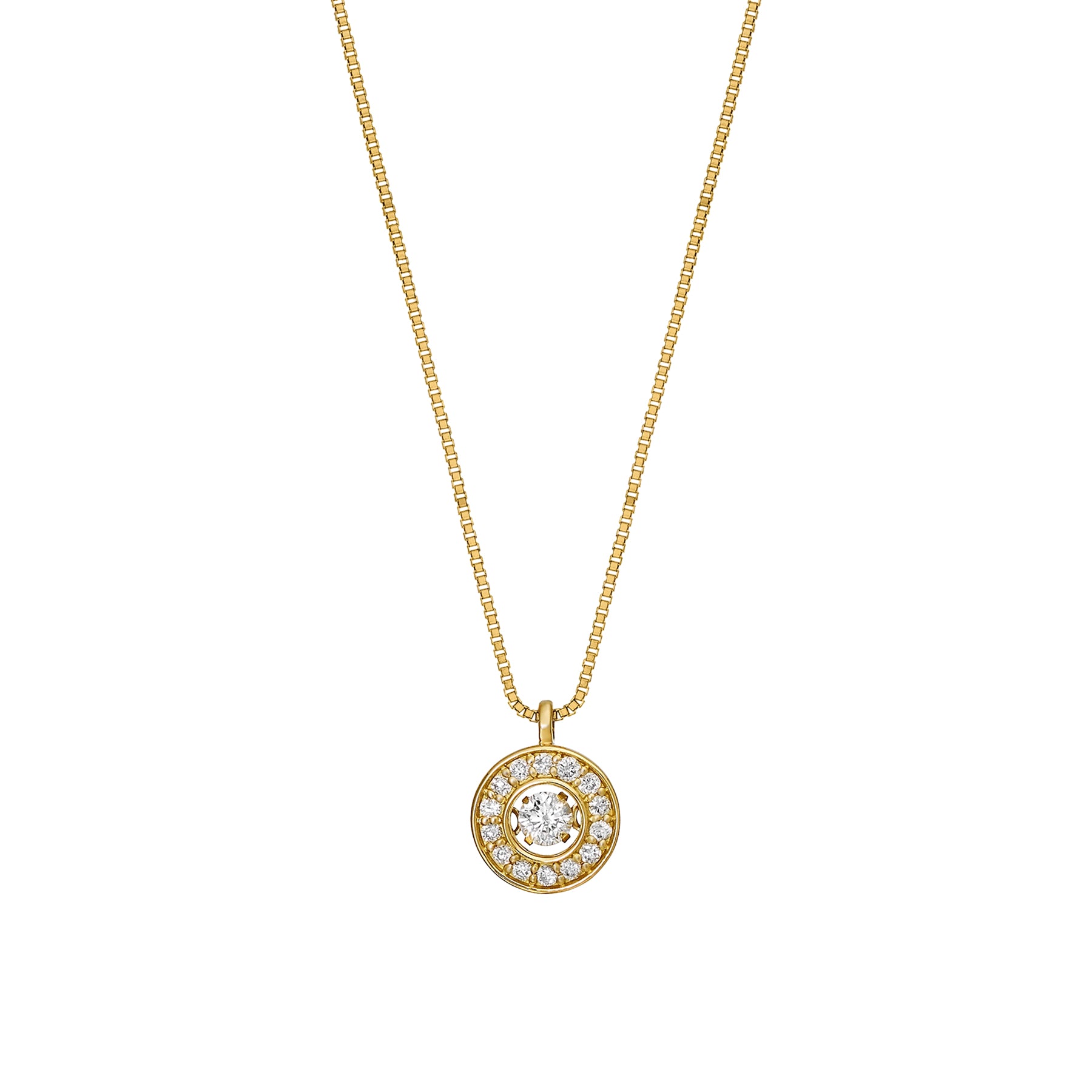 18K Yellow Gold Dancing Diamond Circle Necklace - Product Image