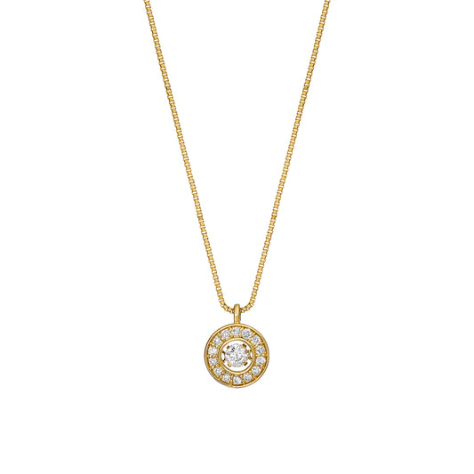 18K Yellow Gold Dancing Diamond Circle Necklace - Product Image