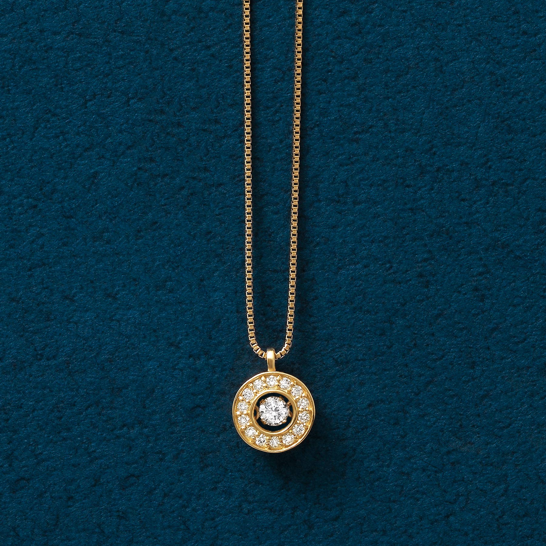 18K Yellow Gold Dancing Diamond Circle Necklace - Product Image