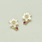 [Birth Flower Jewelry] July Lily Earrings (Yellow Gold) - Product Image