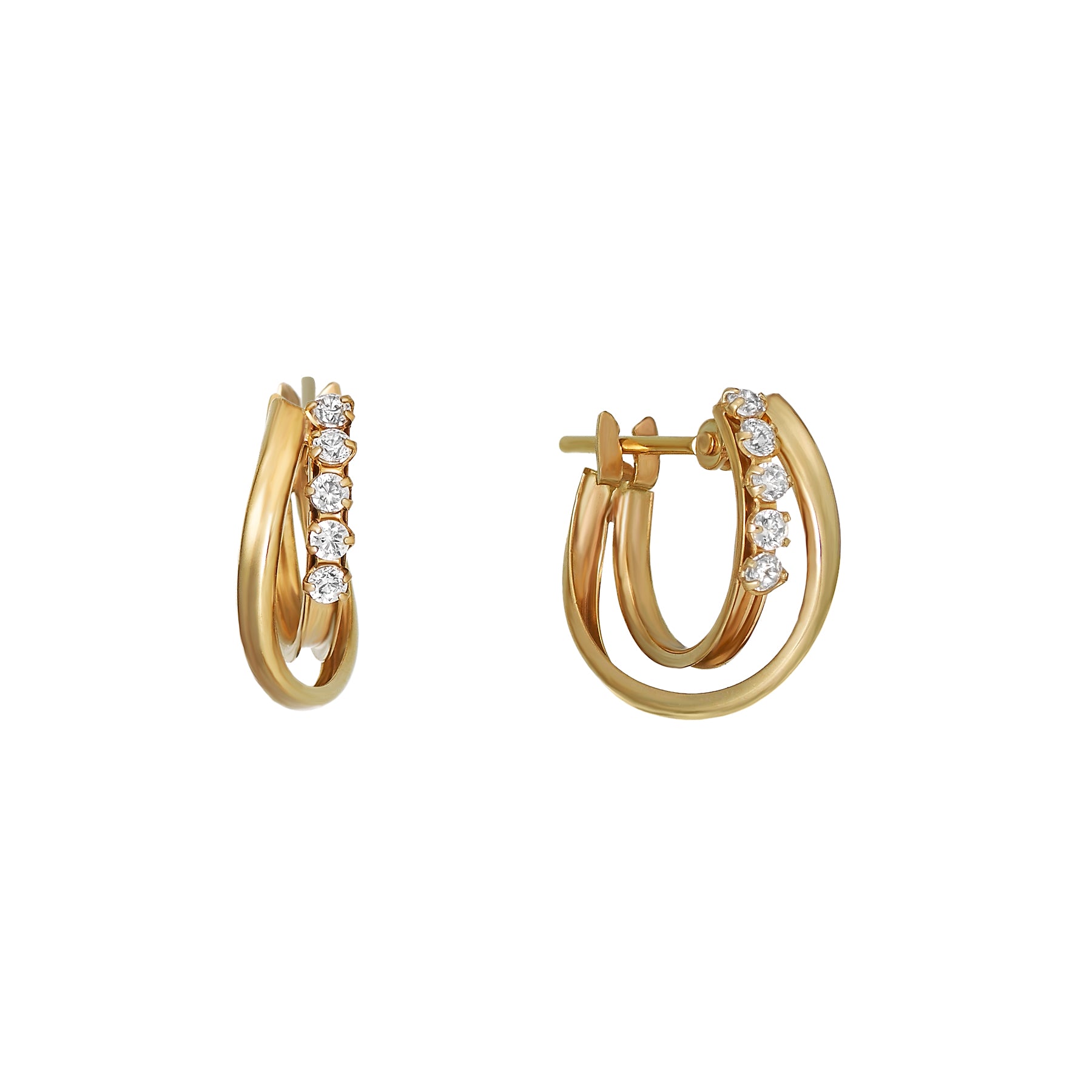 18K / 10K Yellow Gold Double Twisted Hoop Earrings - Product Image
