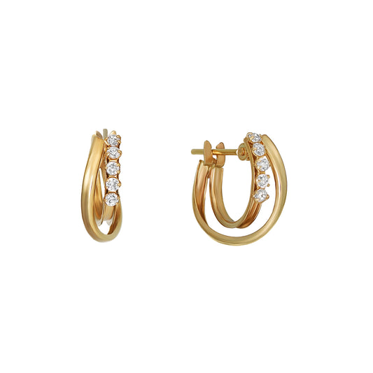 18K / 10K Yellow Gold Double Twisted Hoop Earrings - Product Image