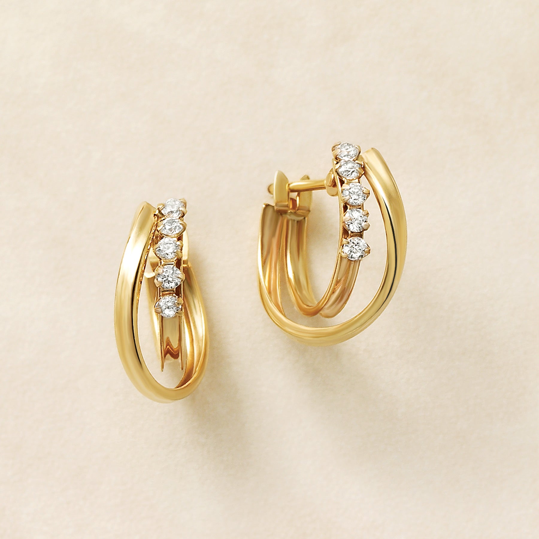 18K / 10K Yellow Gold Double Twisted Hoop Earrings - Product Image