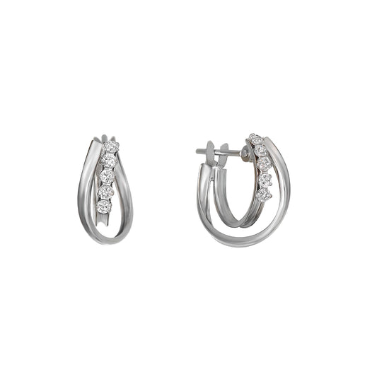 14K/10K White Gold Double Twist Hoop Earrings - Product Image