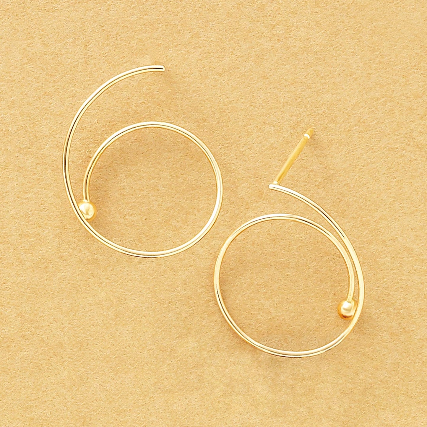 [Palette] 18K / 10K Yellow Gold Hoop Stud Earrings - Product Image