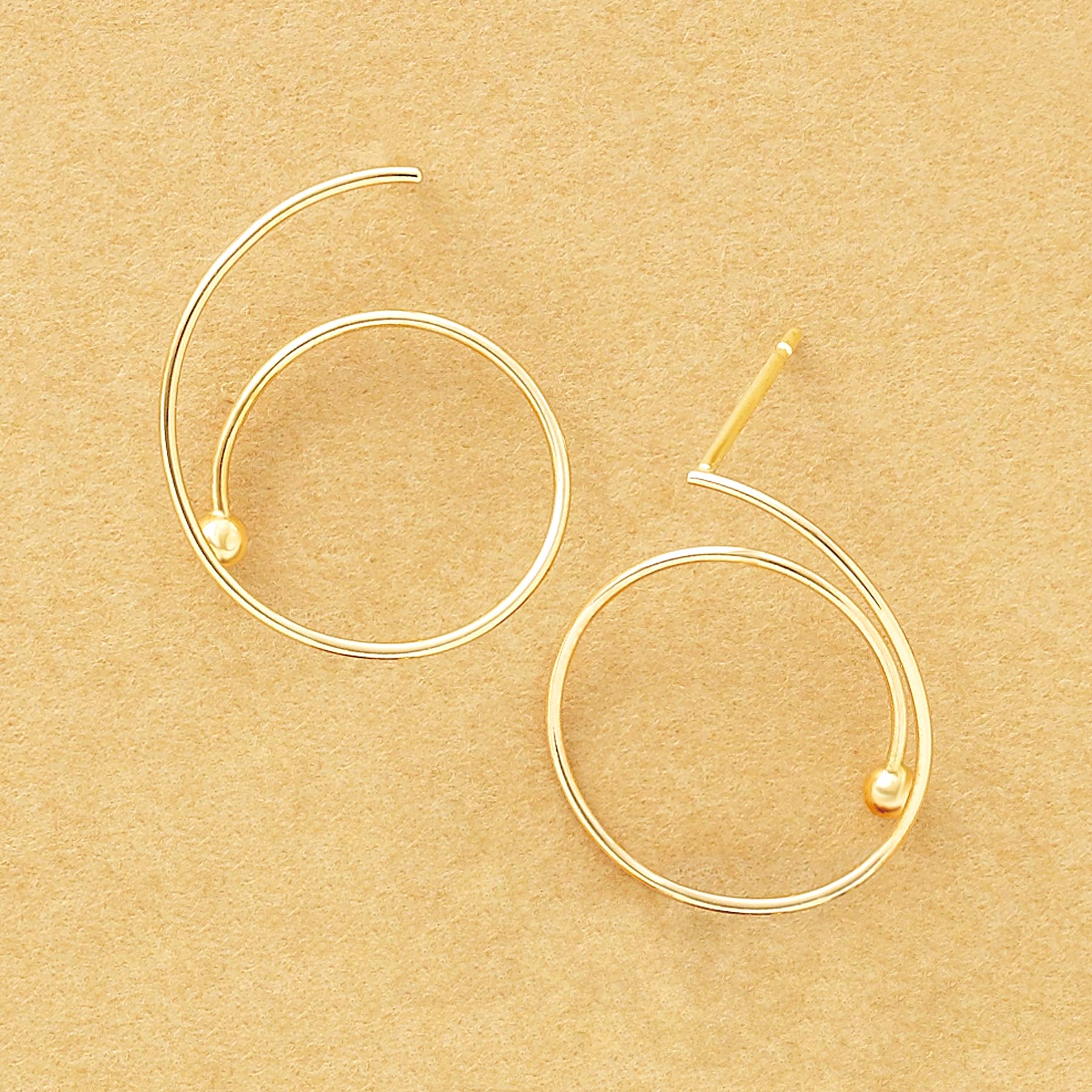 [Palette] 18K / 10K Yellow Gold Hoop Stud Earrings - Product Image