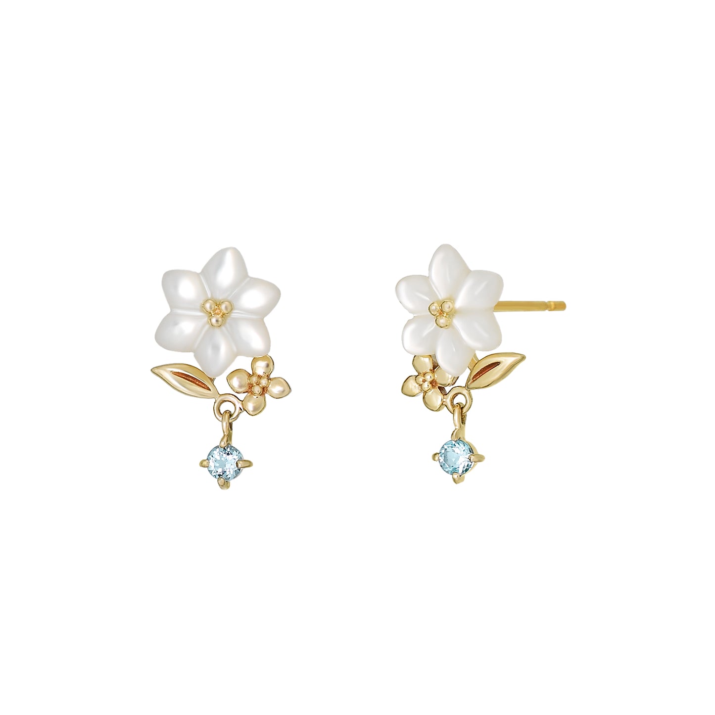 [Birth Flower Jewelry] November - Bouvardia Earrings (18K/10K Yellow Gold) - Product Image