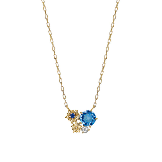 [Birth Flower Jewelry] September Gentian Necklace (Yellow Gold) - Product Image