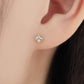 [Second Earrings] 18K Yellow Gold Cubic Zirconia Square Cut Earrings - Model Image