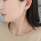 [Second Earrings] 18K Yellow Gold Cubic Zirconia Square Cut Earrings - Model Image