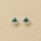 [Second Earrings] Platinum Green Quartz Square Earrings - Product Image