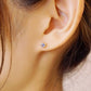 [Second Earrings] 18K Yellow Gold Blue Quartz Square Cut Earrings - Model Image