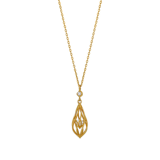 [Pannier] 18K Yellow Gold Floating Cubic Zirconia Necklace - Product Image