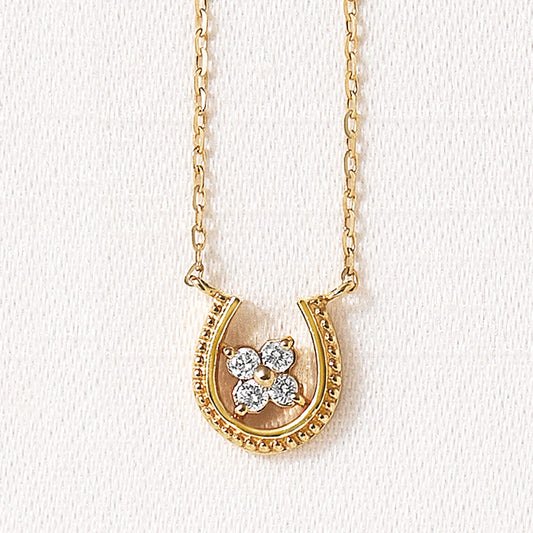 10K Yellow Gold Diamond Double Happiness Necklace - Product Image