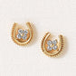 10K Yellow Gold Diamond Double Happiness Earrings - Product Image