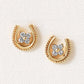 10K Yellow Gold Diamond Double Happiness Earrings - Product Image