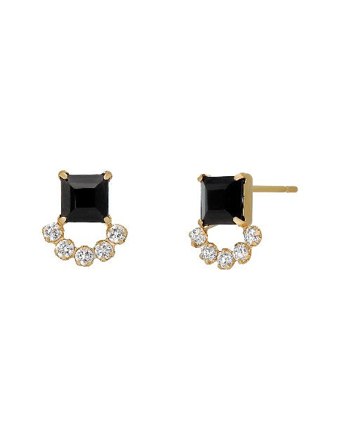 18K / 10K Yellow Gold Onyx Small Earrings - Product Image