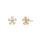 18K / 10K Yellow Gold White Topaz Flower Earrings - Product Image