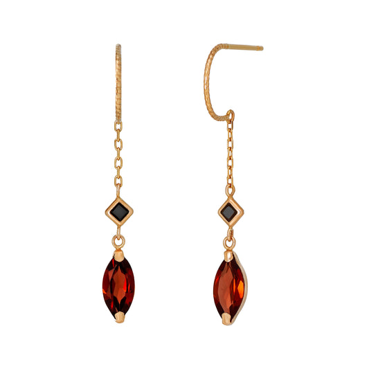 18K / 10K Rose Gold Garnet Crescent Earrings - Product Image