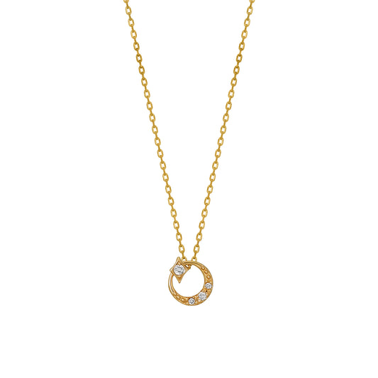 10K Yellow Gold Diamond Crescent Star Necklace - Product Image