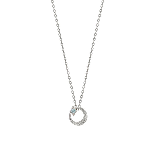 10K White Gold Diamond Crescent Star Necklace - Product Image