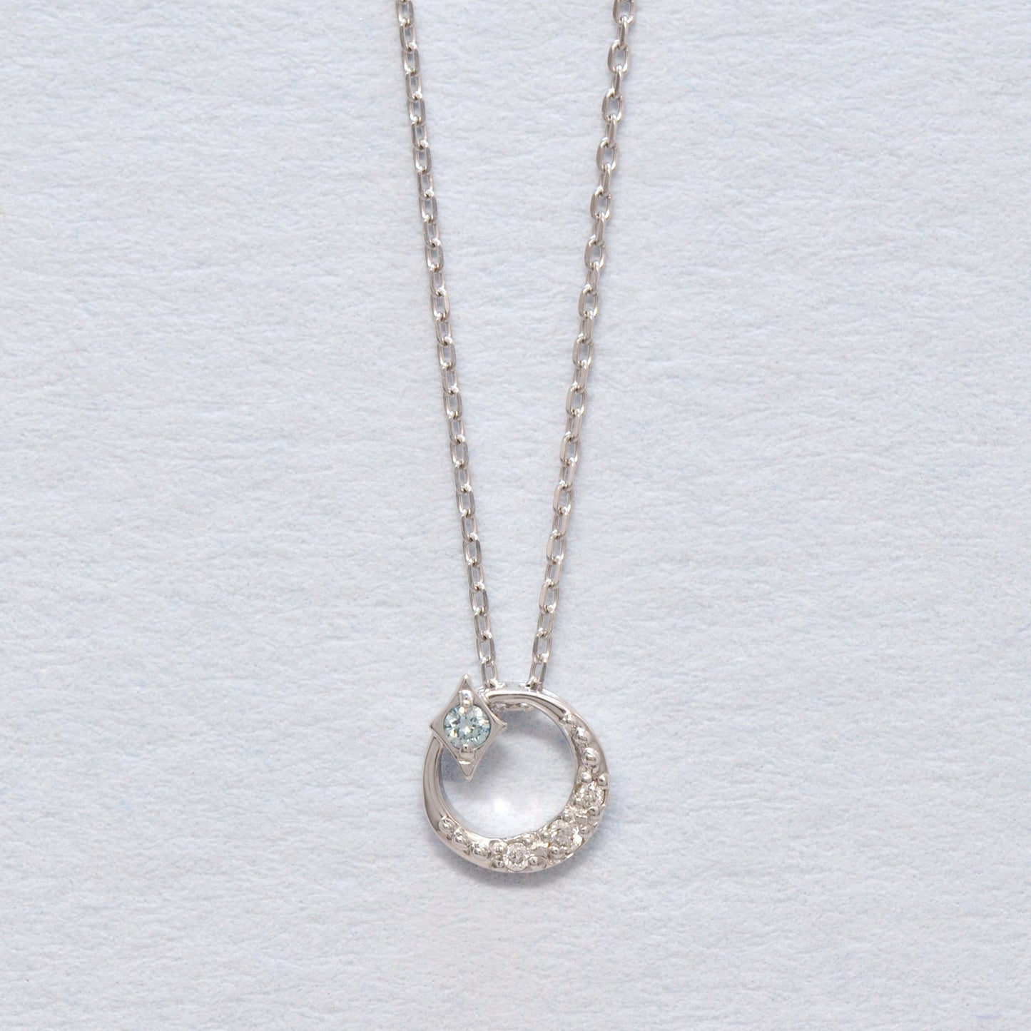 10K White Gold Diamond Crescent Star Necklace - Product Image