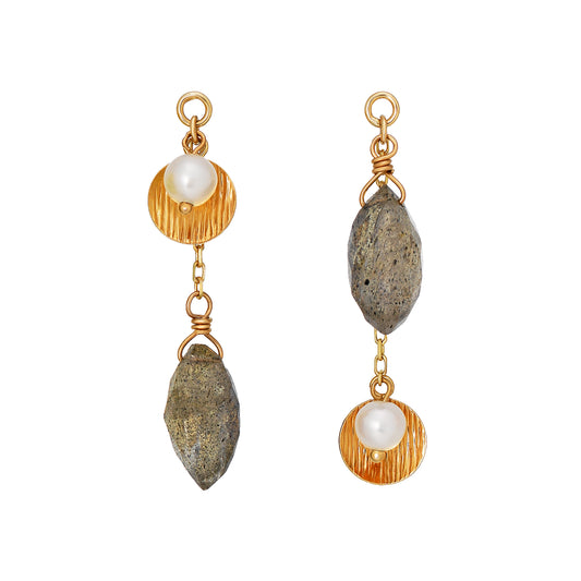 [Palette] 10K Yellow Gold Labradorite Charms - Product Image