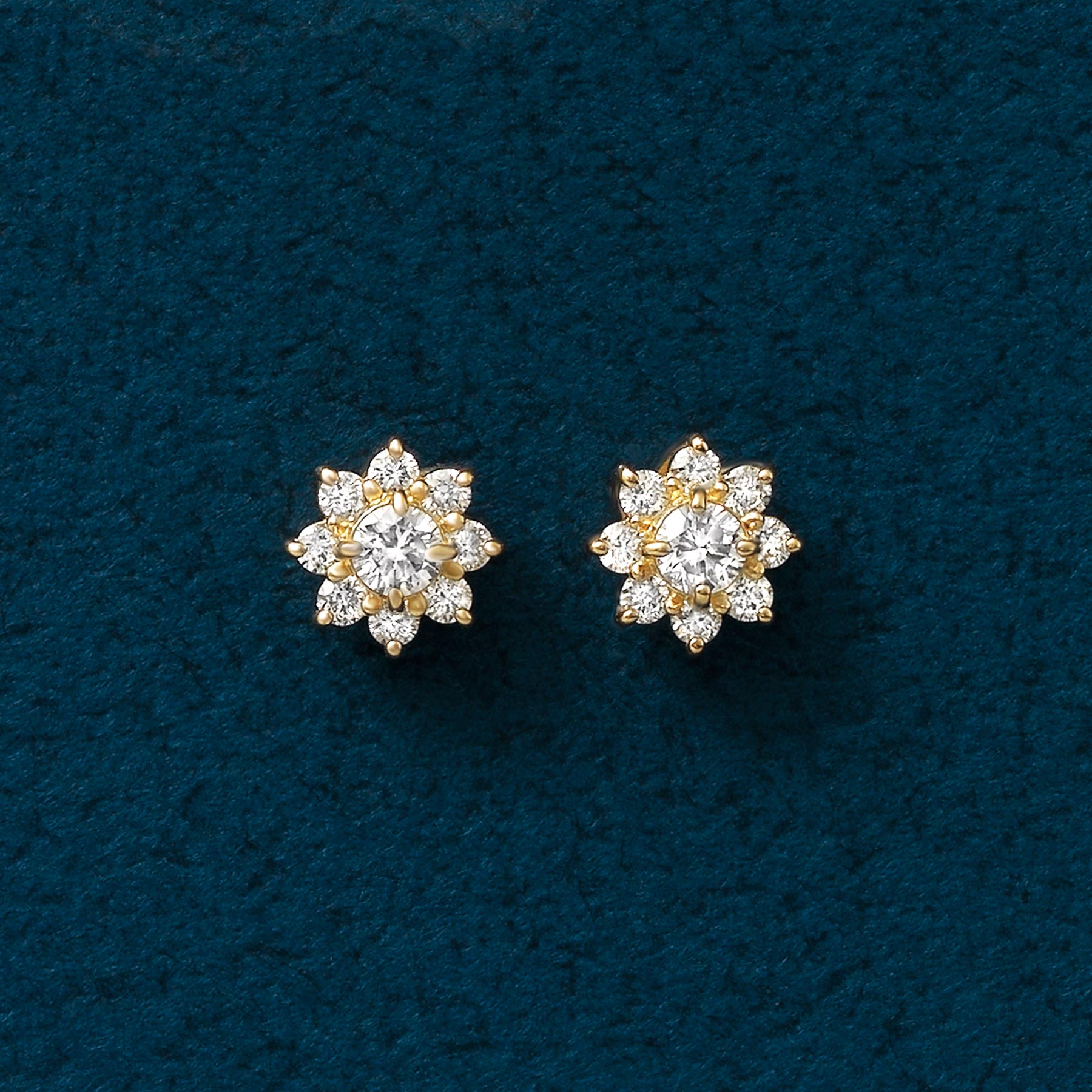 18K Yellow Gold Diamond Earrings [Lumiere] - Product Image