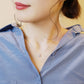 10K White Gold Ice Blue Diamond Dew Drop Clover Necklace - Model Image