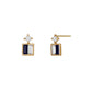 18K/10K Yellow Gold Onyx White Topaz Twin Earrings - Product Image