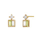 18K/10K Yellow Gold Peridot/Moonstone Twin Earrings - Product Image