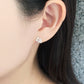18K / 10K Rose Gold Rhodolite Garnet Holy Flower Earrings - Model Image